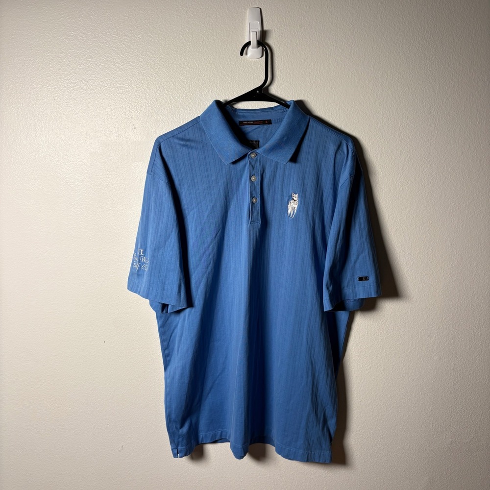 Nike Tiger Woods Collection Polo Shirt Mens XL Blue Lone Wolf Golf Club Fit Dry